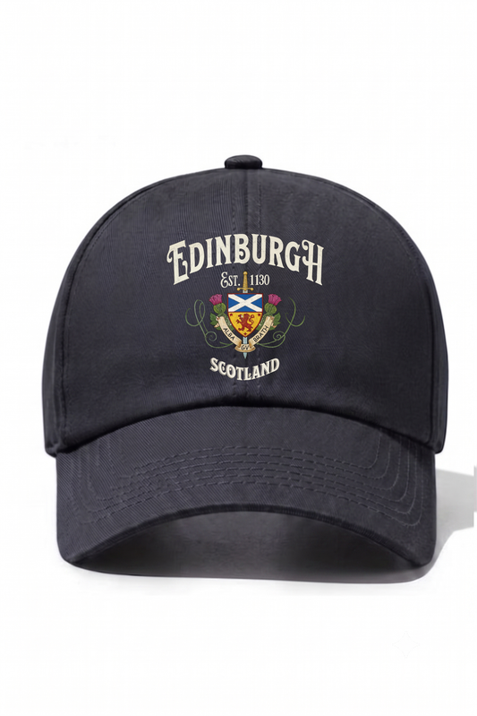 Edinburgh Scotland Baskılı Pamuk Şapka - Füme