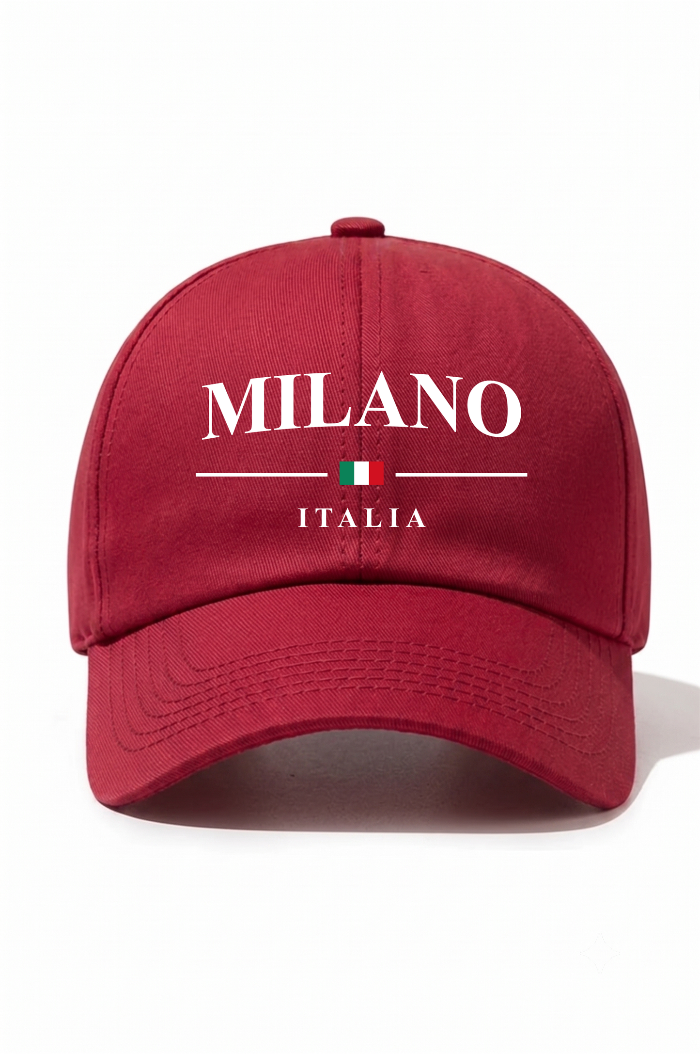 Milano Baskılı Pamuk Şapka - Kırmızı