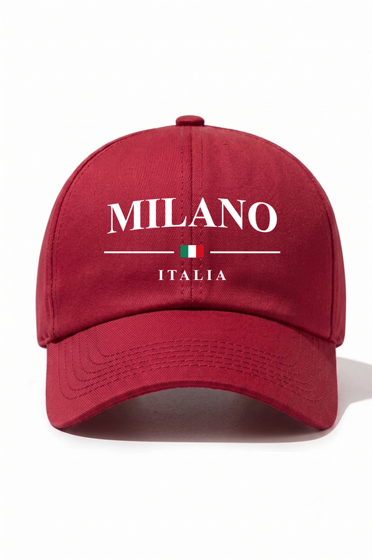 Milano Baskılı Pamuk Şapka - Kırmızı