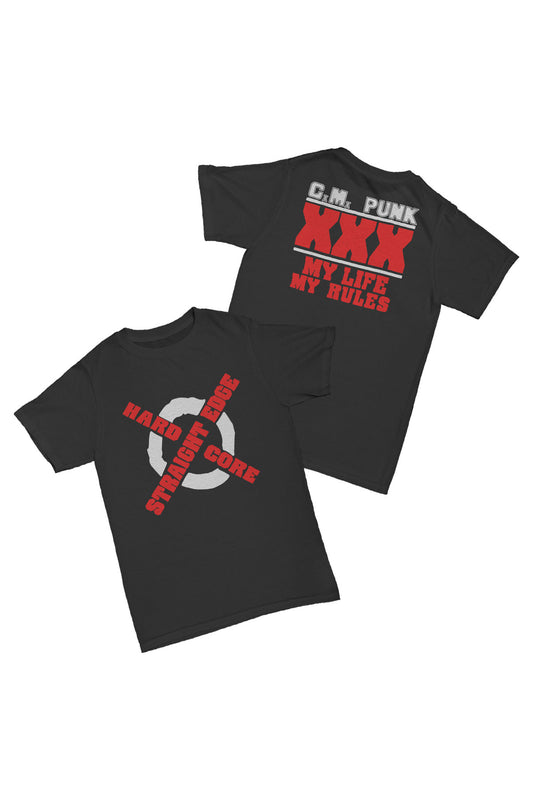 Cm Punk - Hard Core Straight Edge Baskılı Pamuk T-shirt