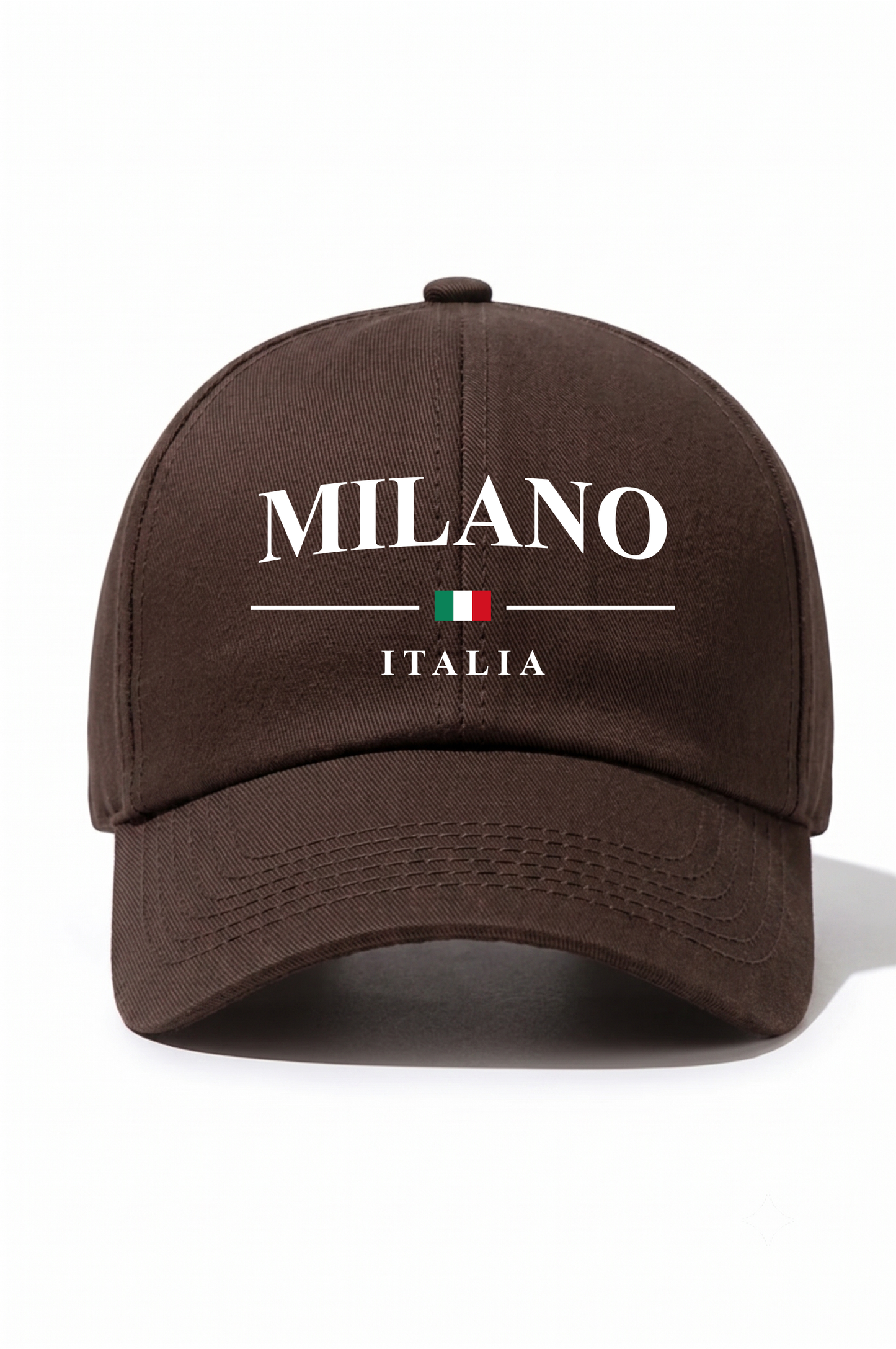 Milano Baskılı Pamuk Şapka - Kahverengi