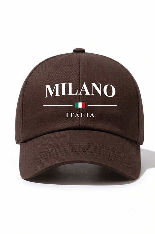 Milano Baskılı Pamuk Şapka - Kahverengi