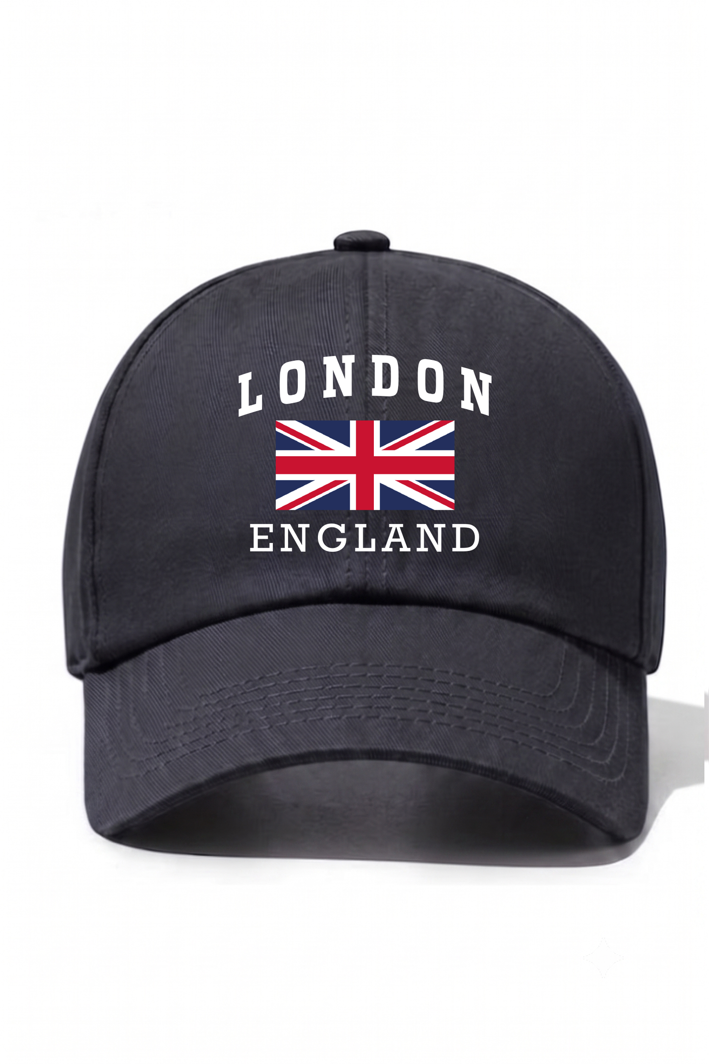 London England Baskılı Pamuk Şapka - Füme