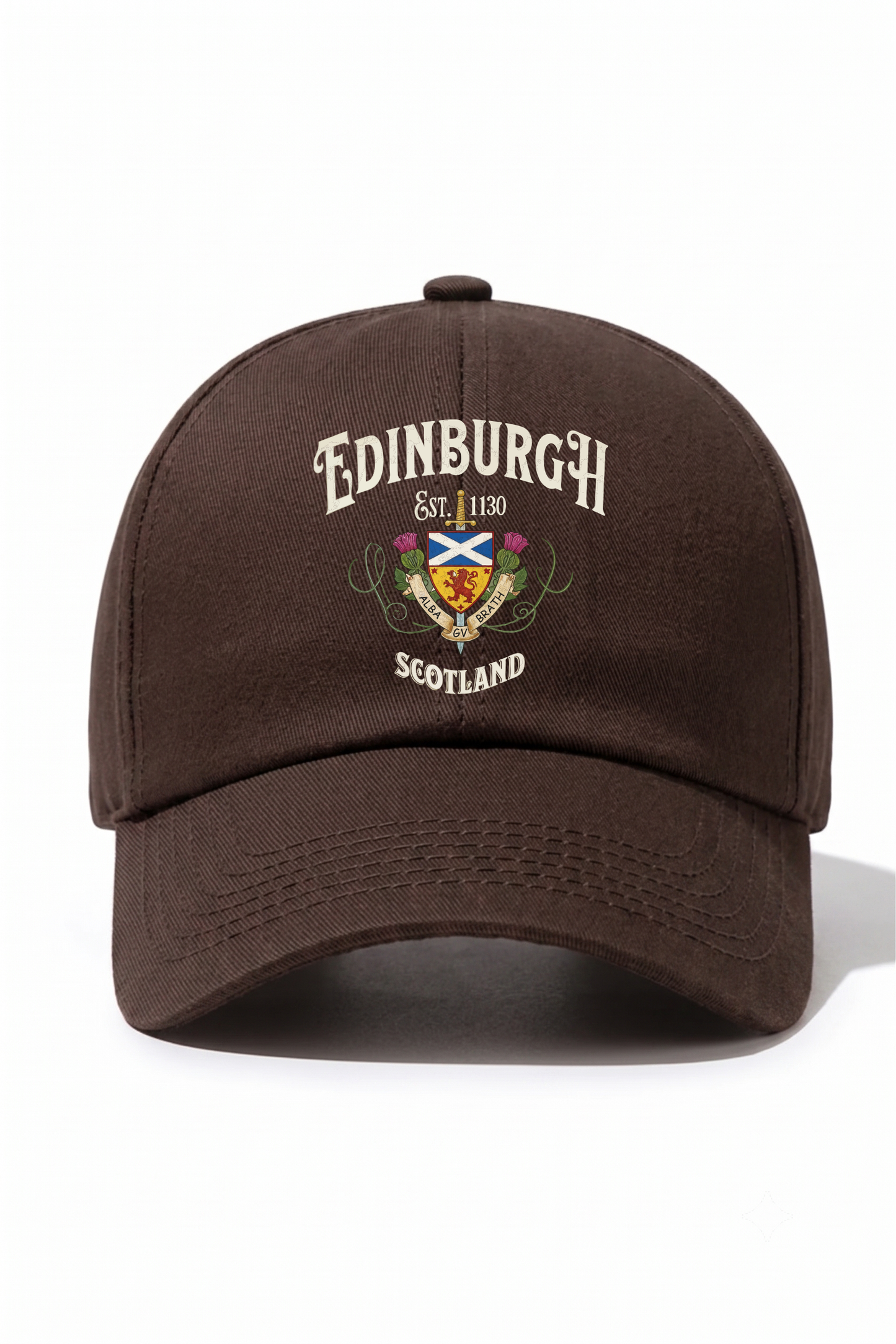 Edinburgh Scotland Baskılı Pamuk Şapka - Kahverengi