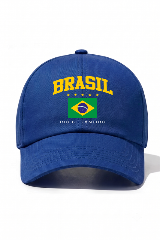 Brasil Baskılı Pamuk Şapka - Saks Mavisi