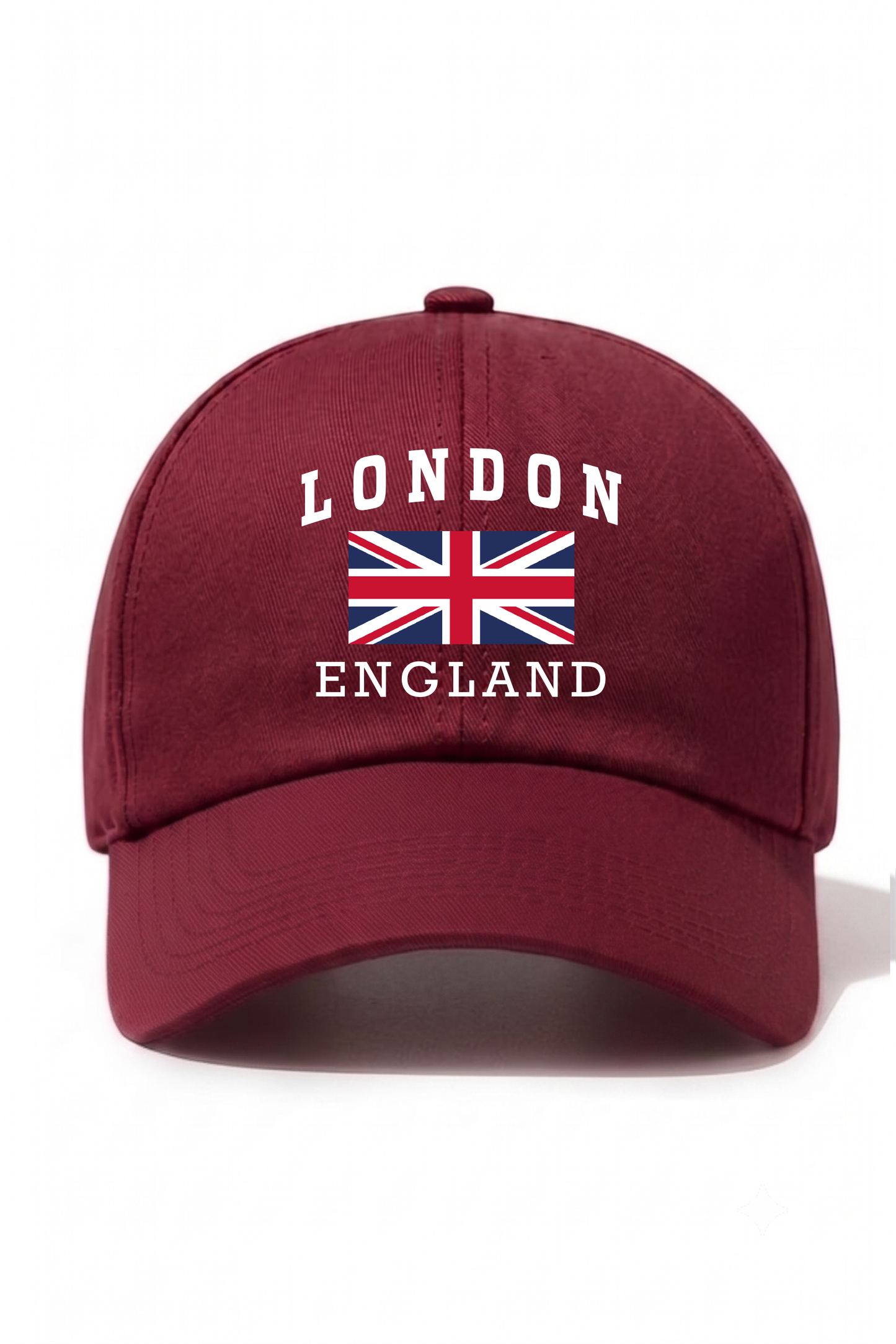 London England Baskılı Pamuk Şapka - Bordo