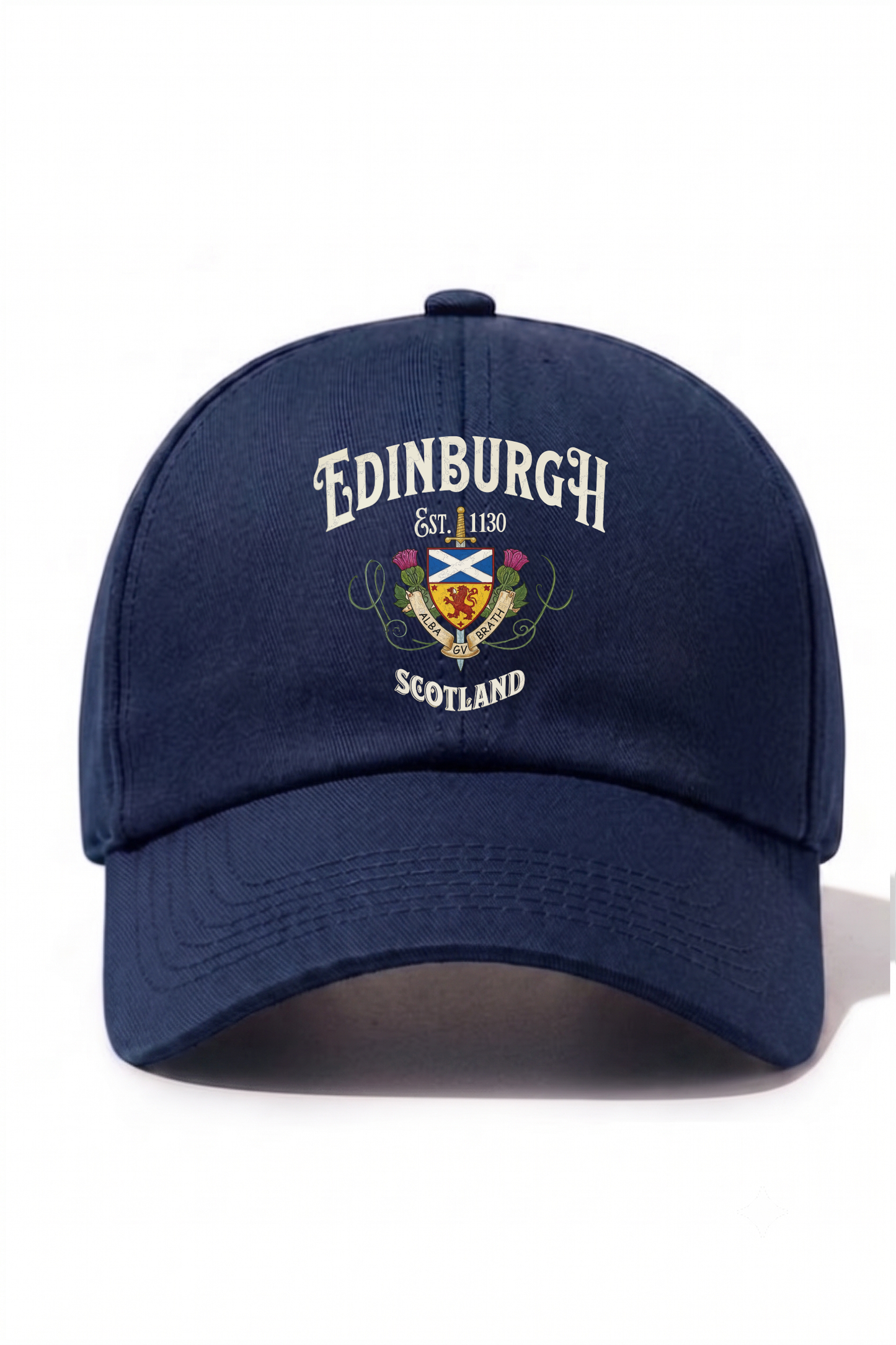Edinburgh Scotland Baskılı Pamuk Şapka - Lacivert