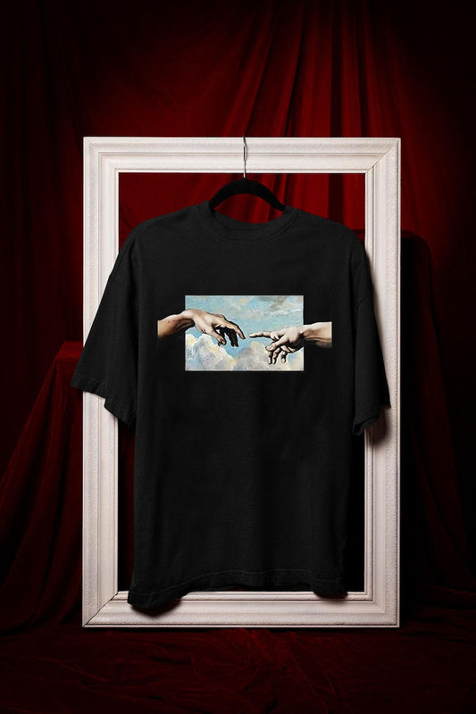 Adem Yaratılış Tasviri Baskılı Pamuk T-shirt