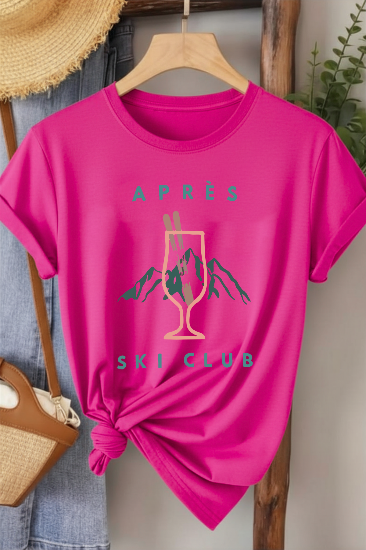 Apres Ski Club - Pembe Baskılı Pamuk T-shirt