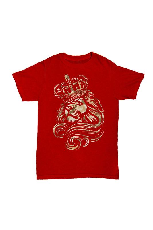 Aslan Taç - Kırmızı Baskılı Pamuk T-shirt