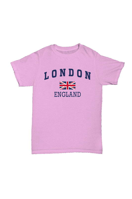 London England - Pembe Baskılı Pamuk T-shirt