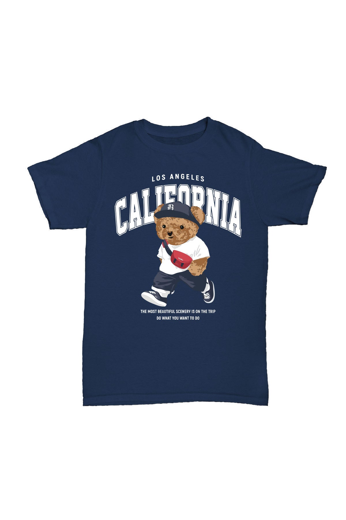 California Bear - Lacivert Baskılı Pamuk T-shirt