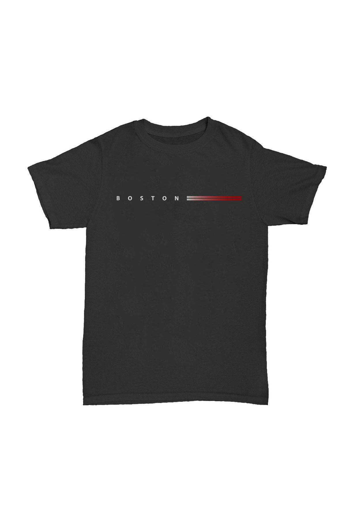 Boston - Siyah Baskılı Pamuk T-shirt