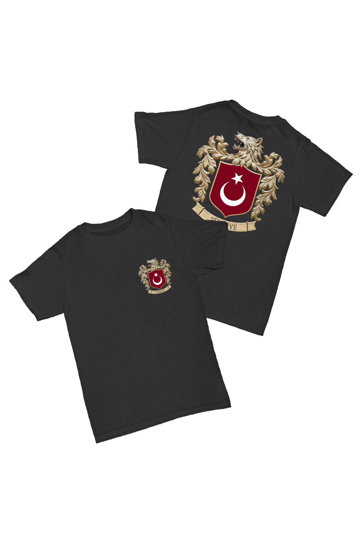 Bozkurt Sembol - Siyah Baskılı Pamuk T-shirt