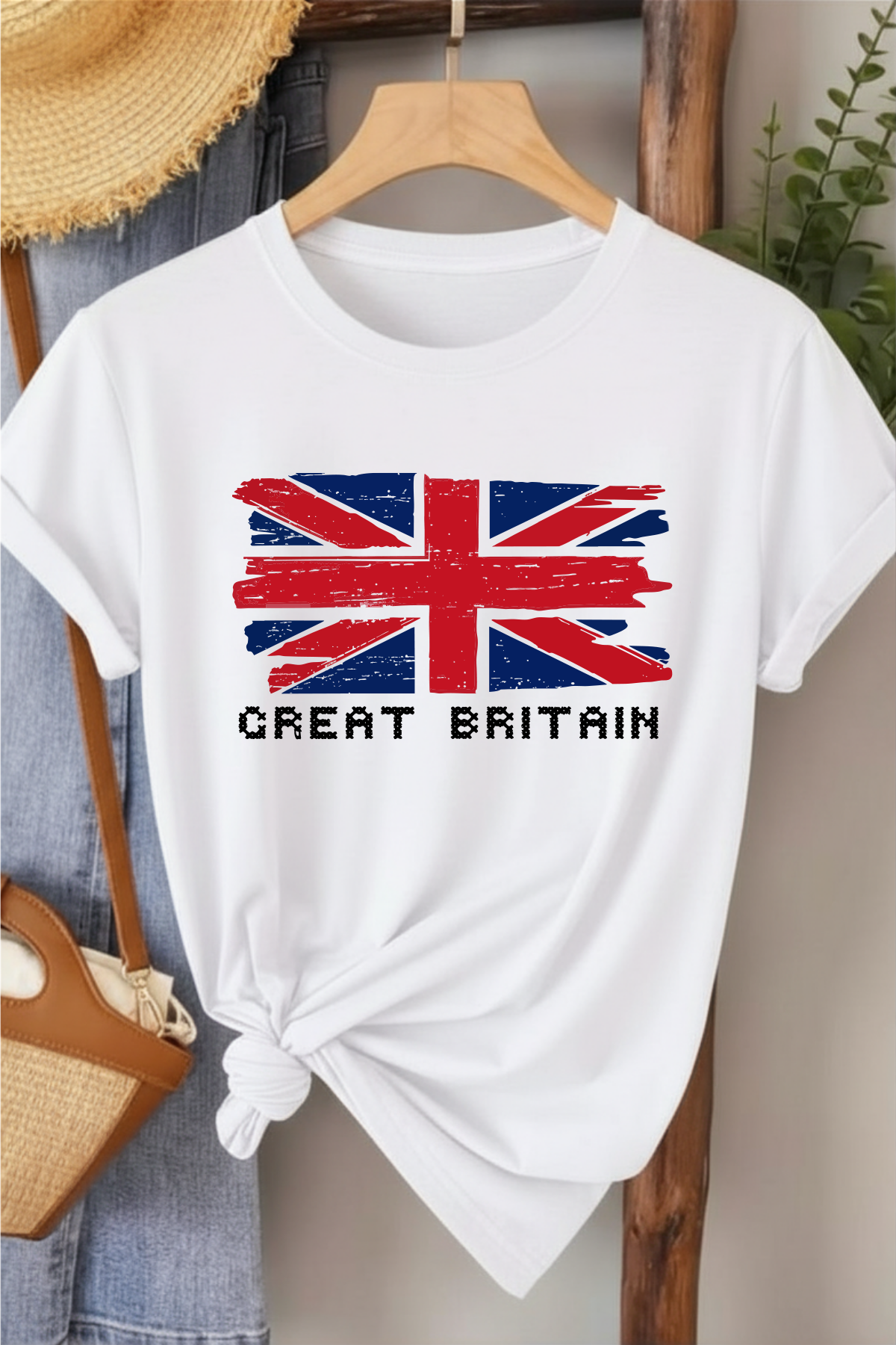 Great Britain - Beyaz Baskılı Pamuk T-shirt