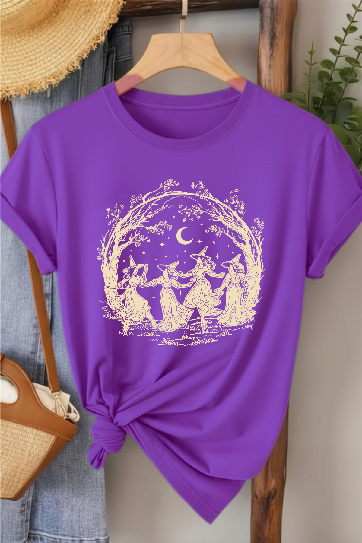 Cadılar Birliği - Mor Baskılı Pamuk T-shirt