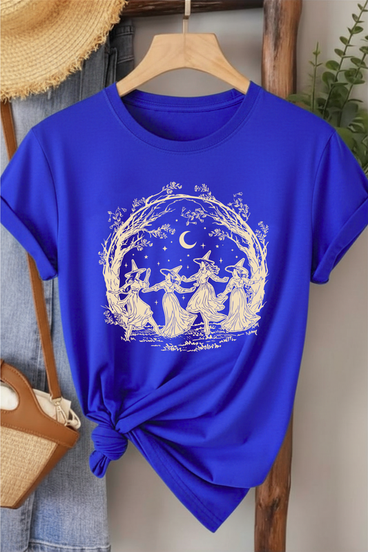 Cadılar Birliği - Saks Mavisi Baskılı Pamuk T-shirt