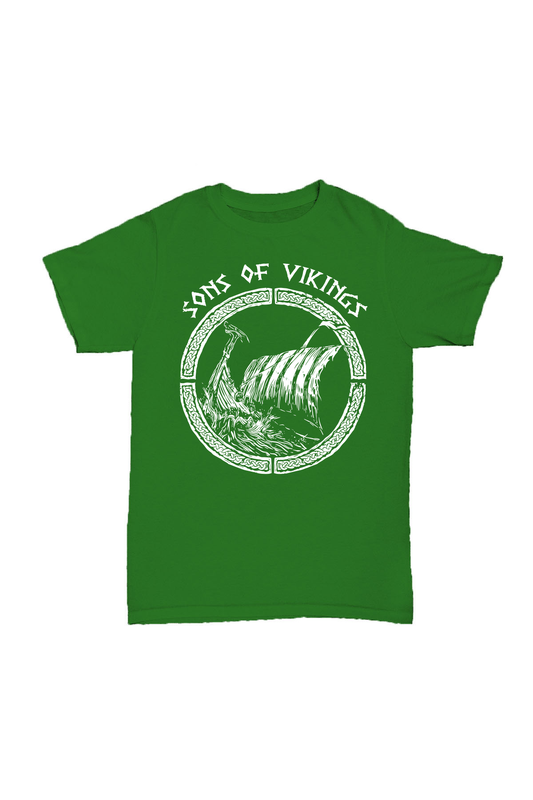Son Of Vikings - Yeşil Baskılı Pamuk T-shirt