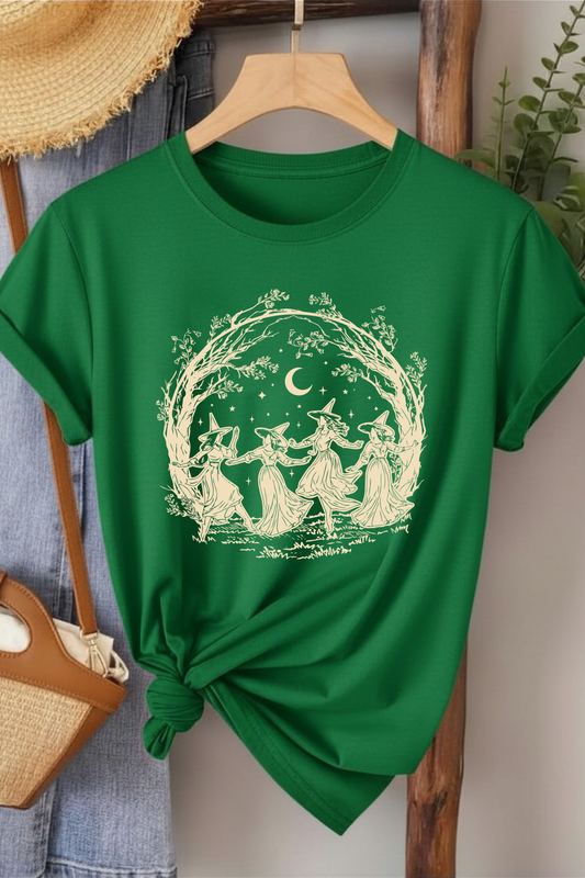 Cadılar Birliği - Yeşil Baskılı Pamuk T-shirt