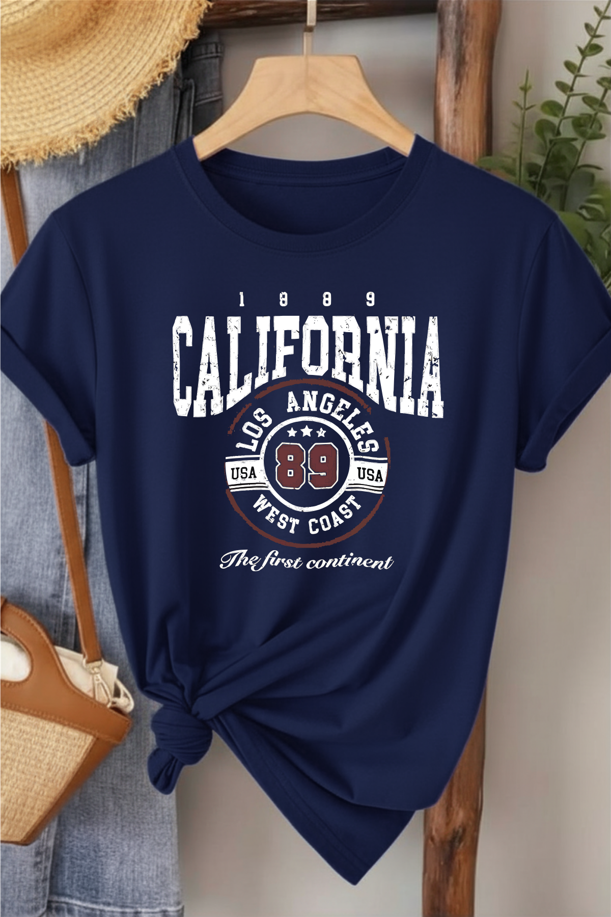 California 89 - Lacivert Baskılı Pamuk T-shirt