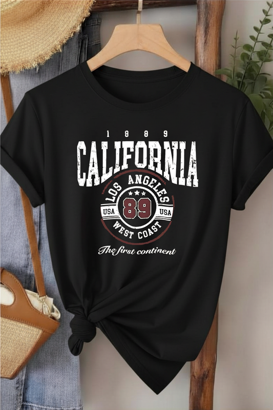 California 89 - Siyah Baskılı Pamuk T-shirt