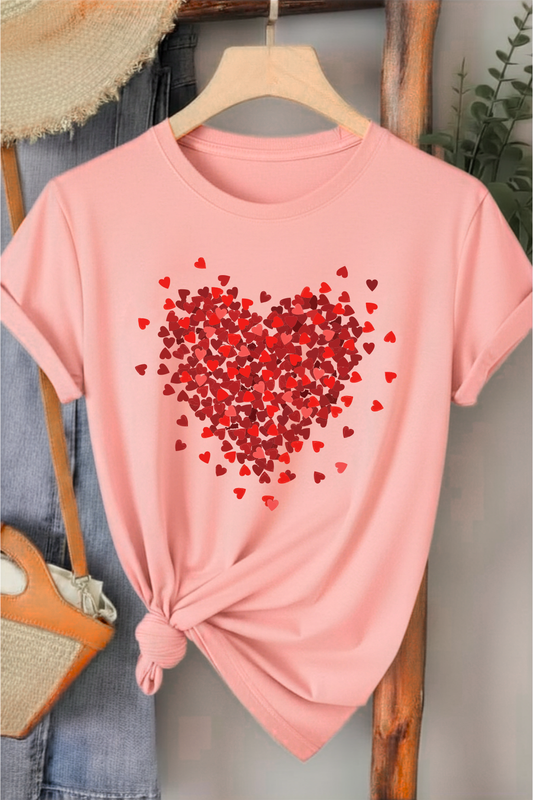 Serpme Kalpler - Pembe Baskılı Pamuk T-shirt