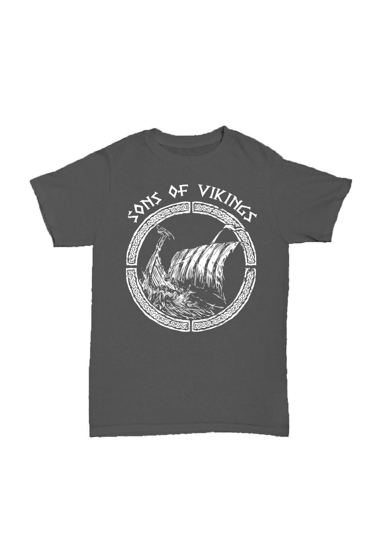 Son Of Vikings - Füme Baskılı Pamuk T-shirt