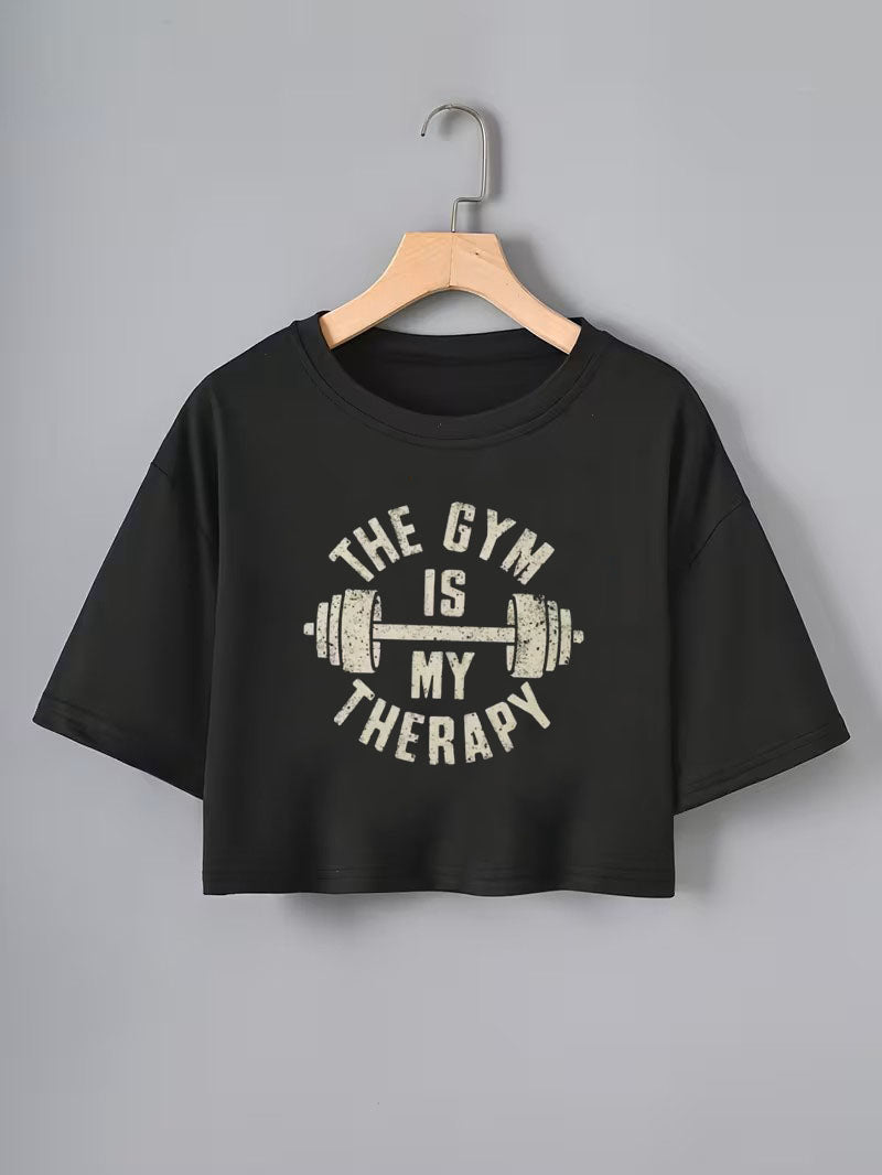 GYM Oversize Pamuk Siyah Crop T-shirt