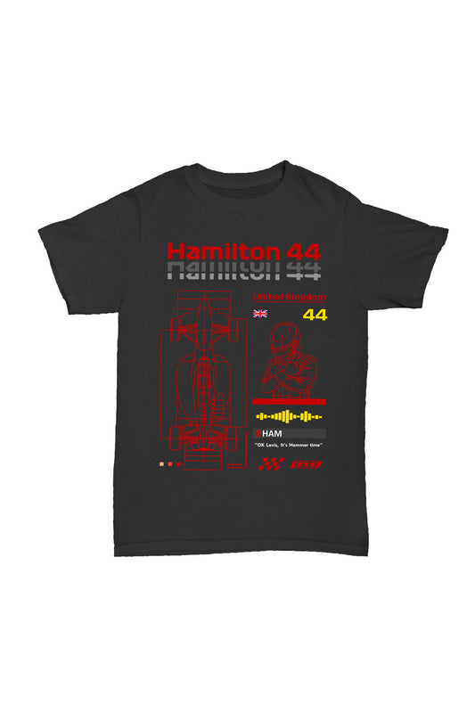 Lewis Hamilton - 44 Kırmızı Pamuk T-shirt