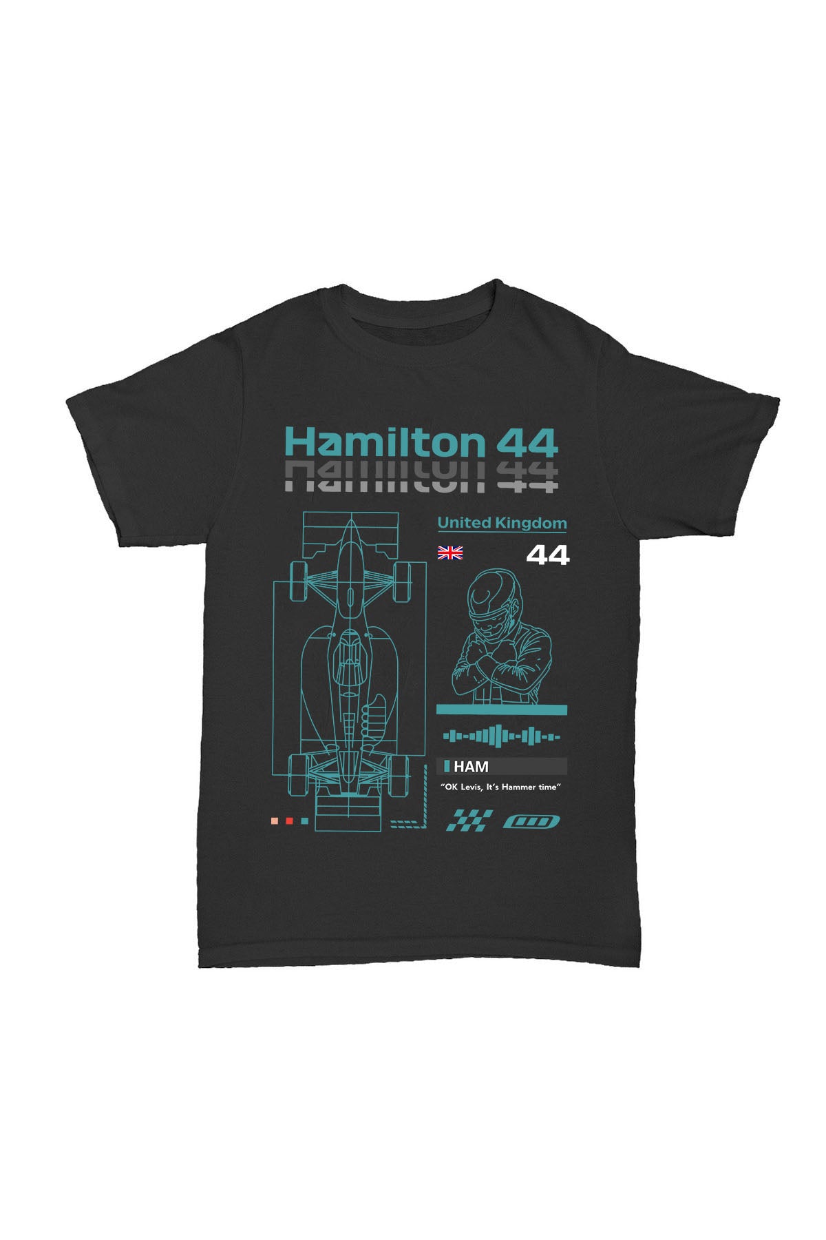 Lewis Hamilton - 44 Mavi Pamuk T-shirt