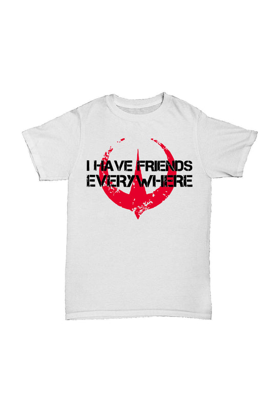 I Have Friends Everywhere - Beyaz Baskılı Pamuk T-shirt
