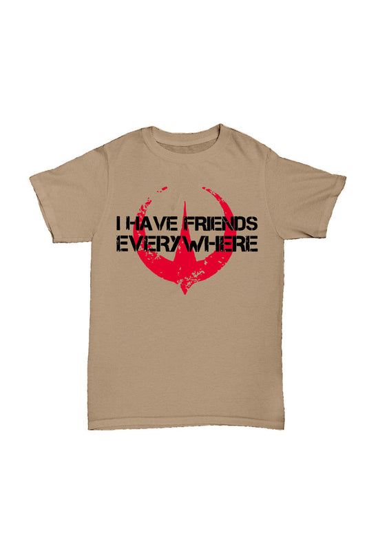 I Have Friends Everywhere - Bej Baskılı Pamuk T-shirt