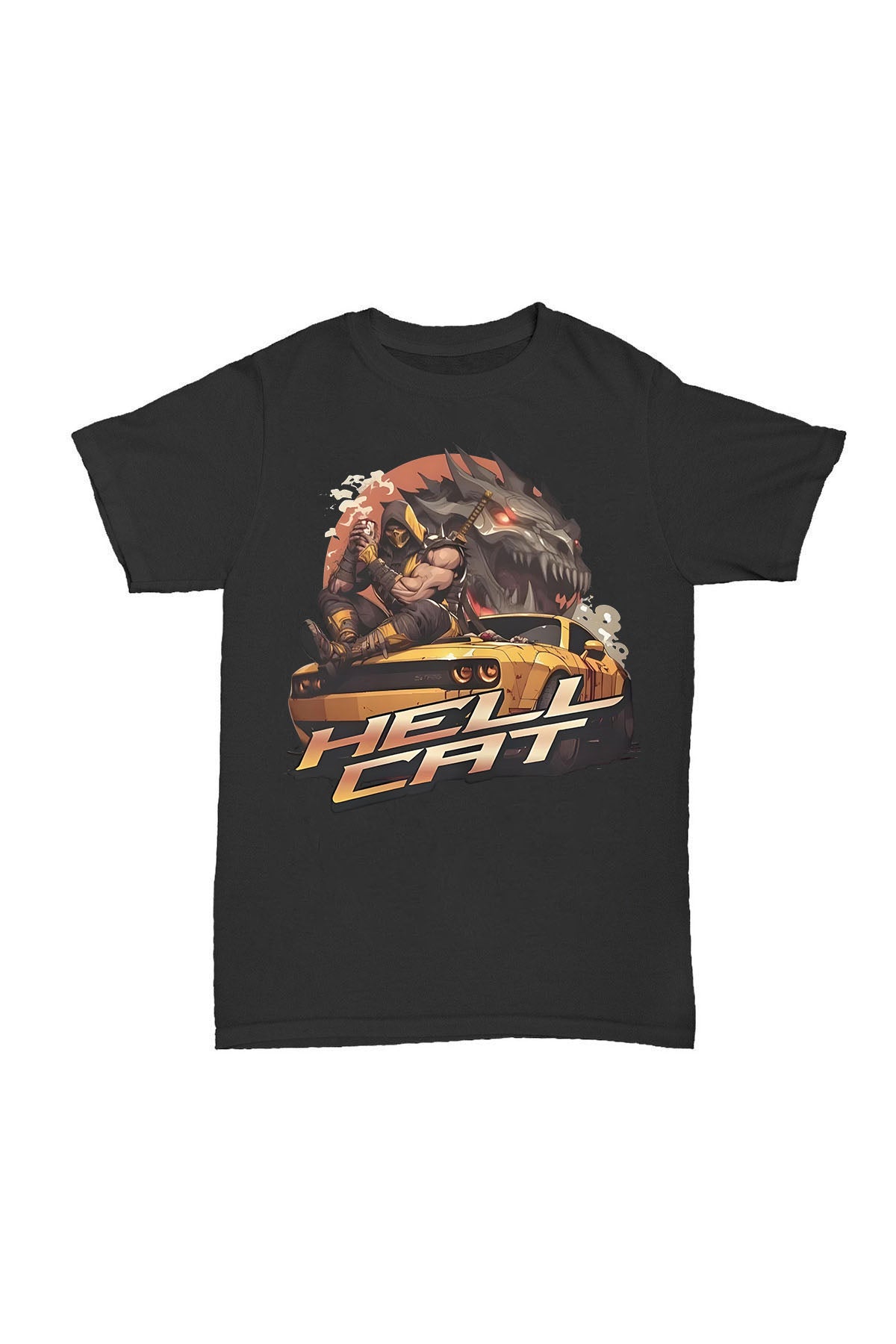 Mortal Kombat - Scorpion - Hell Cat Baskılı Pamuk T-shirt