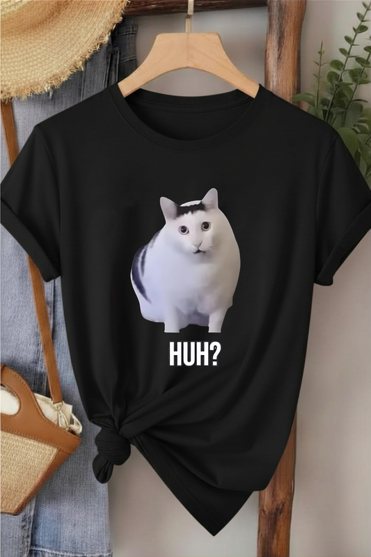 Huh? - Beyaz Baskılı Pamuk T-shirt