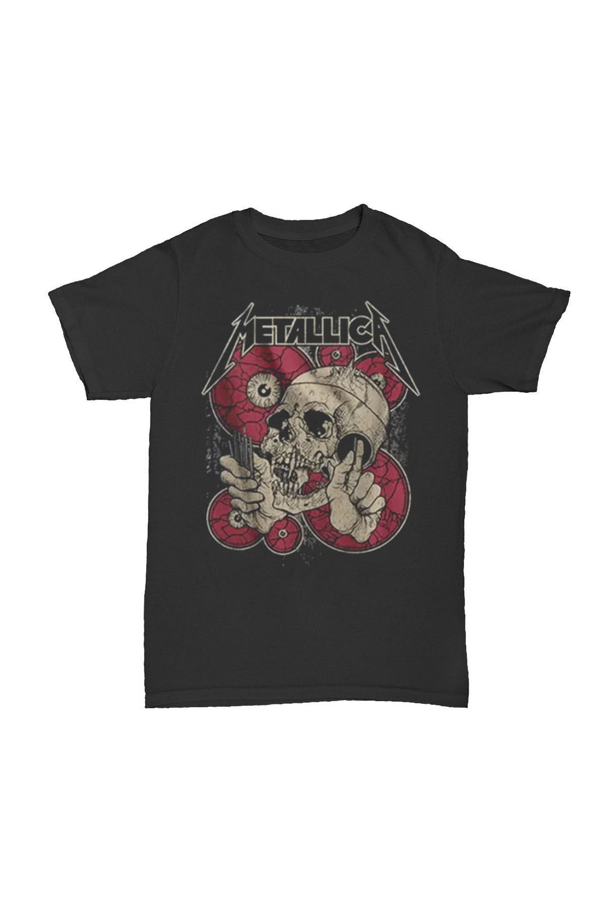 Metallica - Bateri Tasarım Baskılı Pamuk T-shirt