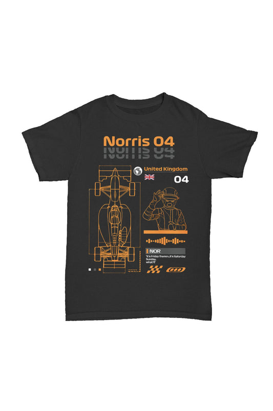 Lando Norris - 04 Baskılı Pamuk T-shirt