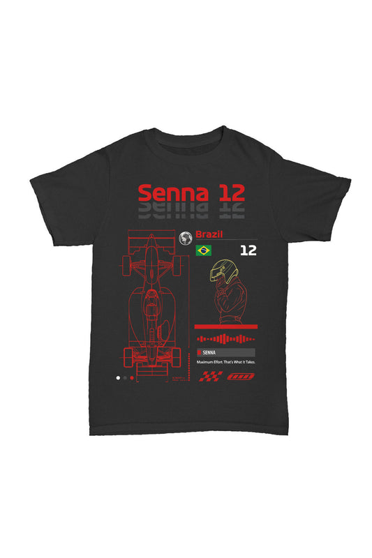 Ayrton Senna - 12 Baskılı Pamuk T-shirt