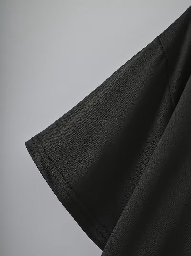 GYM Oversize Pamuk Siyah Crop T-shirt