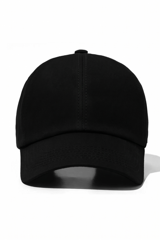 Baskısız Düz Pamuk Şapka - Siyah