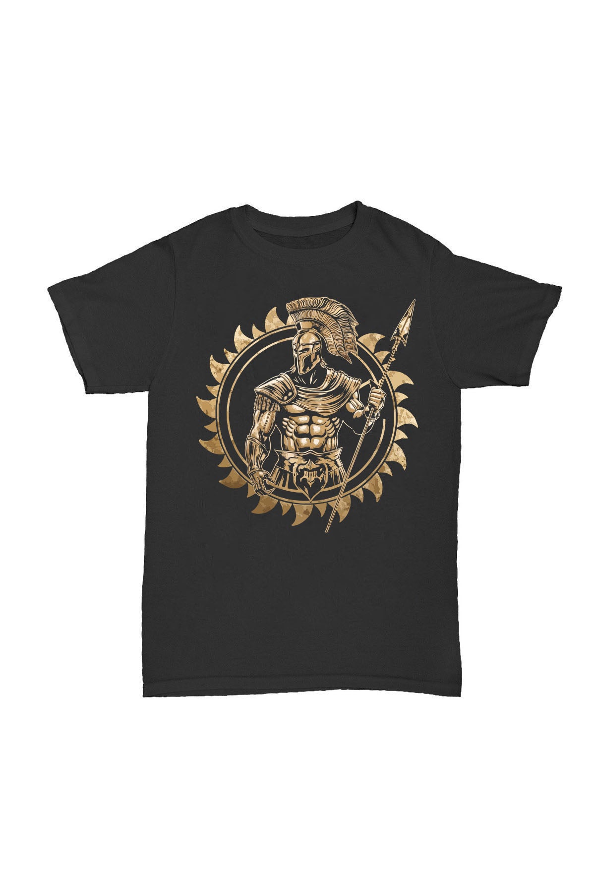 Sparta Asker - Siyah Baskılı Pamuk T-shirt