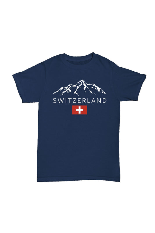 İsviçre - Lacivert Baskılı Pamuk T-shirt
