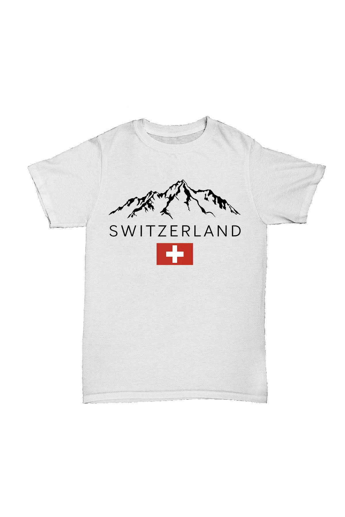 İsviçre - Beyaz Baskılı Pamuk T-shirt