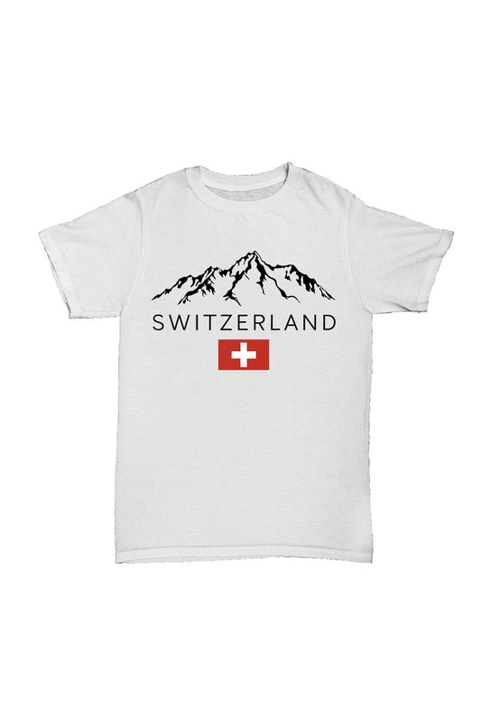 İsviçre - Beyaz Baskılı Pamuk T-shirt