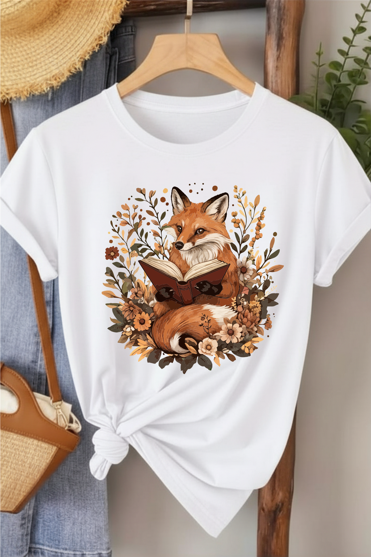 Tilki & Kitap - Beyaz Baskılı Pamuk T-shirt