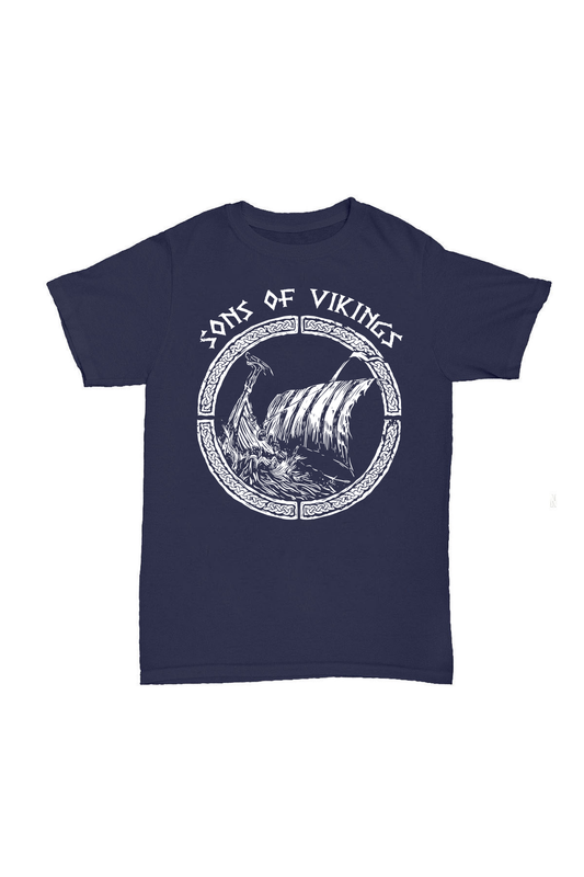 Son Of Vikings - Lacivert Baskılı Pamuk T-shirt