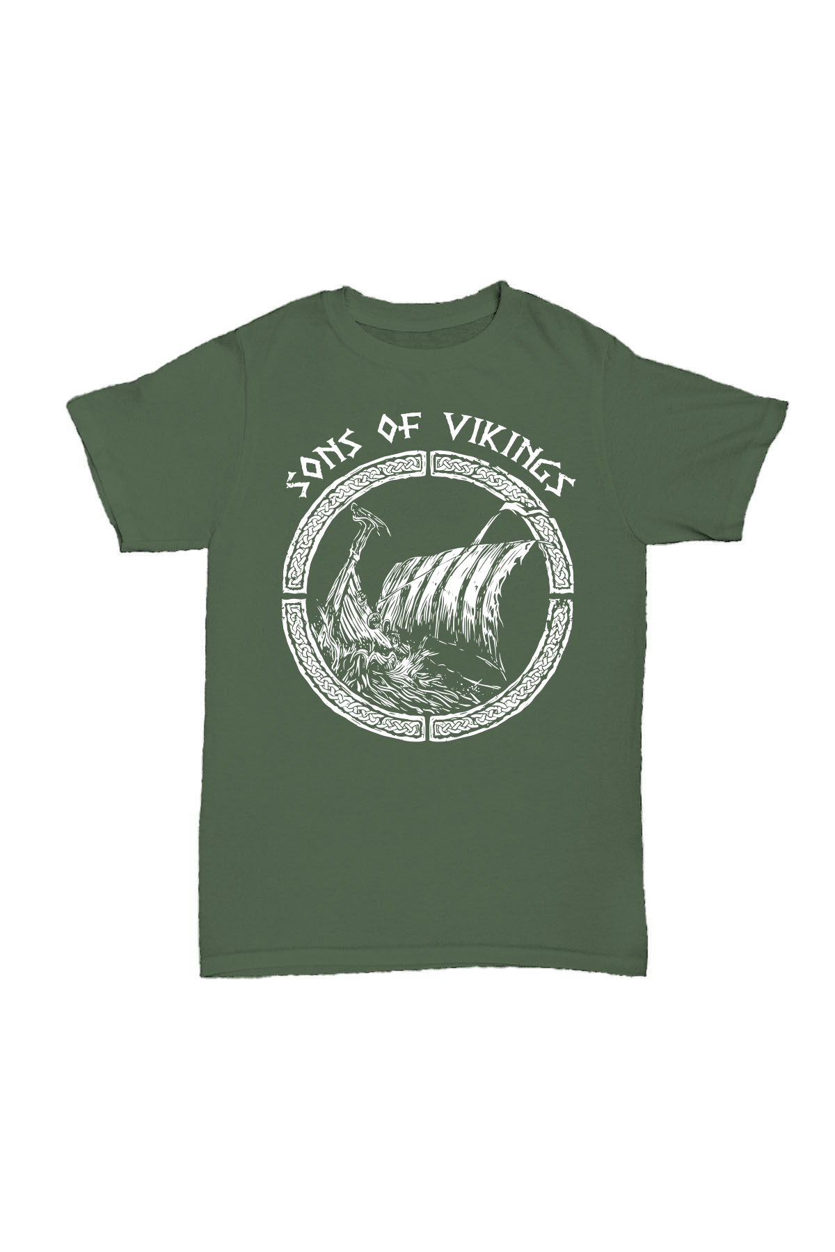Son Of Vikings - Haki Baskılı Pamuk T-shirt