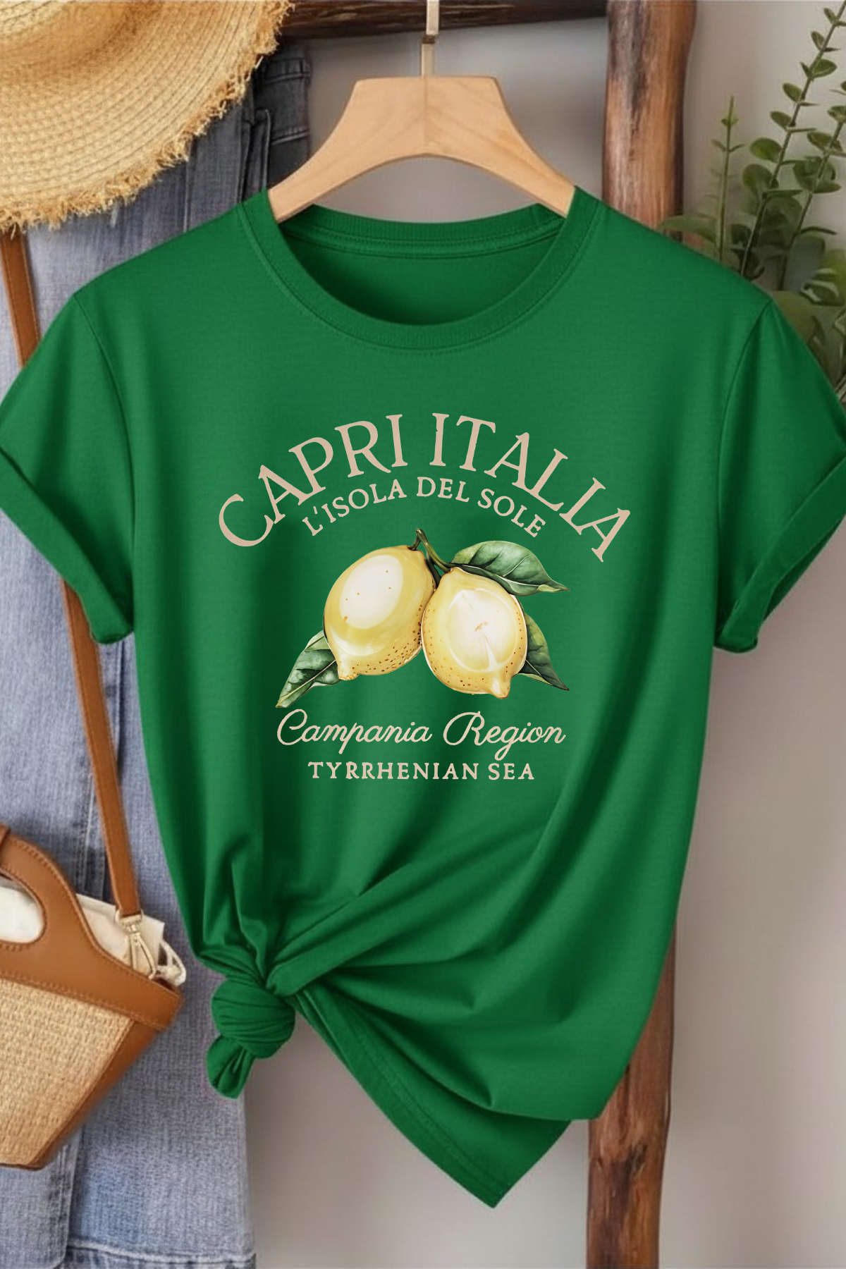 Capri Italia - Yeşil Baskılı Pamuk T-shirt