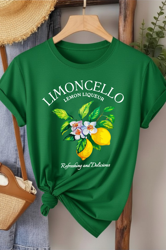 Limoncello - Yeşil Baskılı Pamuk T-shirt