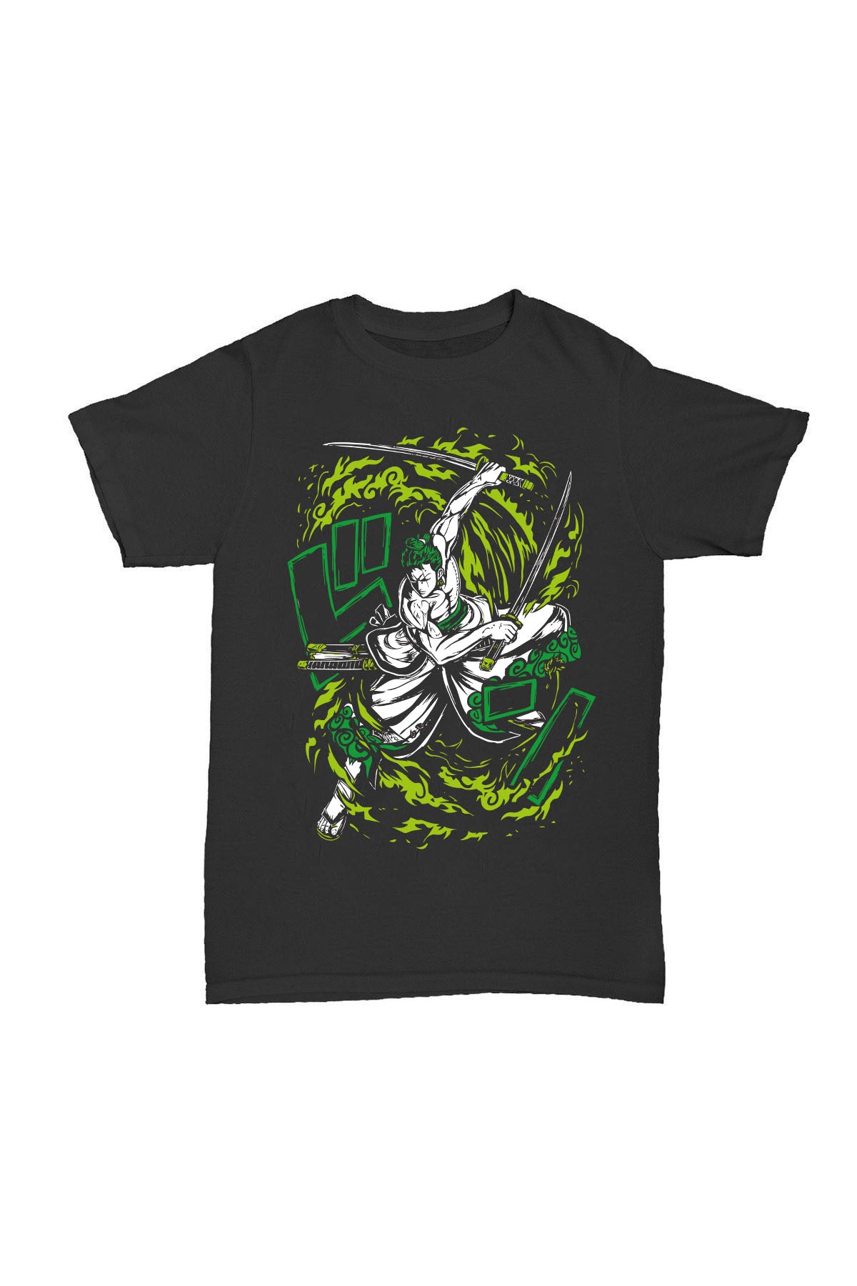 One Piece - Zoro Yeşil Baskılı Pamuk T-shirt