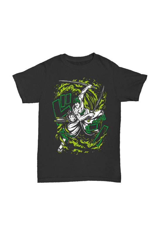 One Piece - Zoro Yeşil Baskılı Pamuk T-shirt